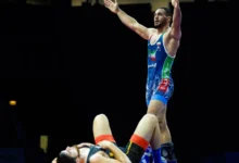 امیرعلی آذرپیره کشتی‌گیر تیم ملی ایران در قهرمانی جهان ۲۰۲۵ زاگرب