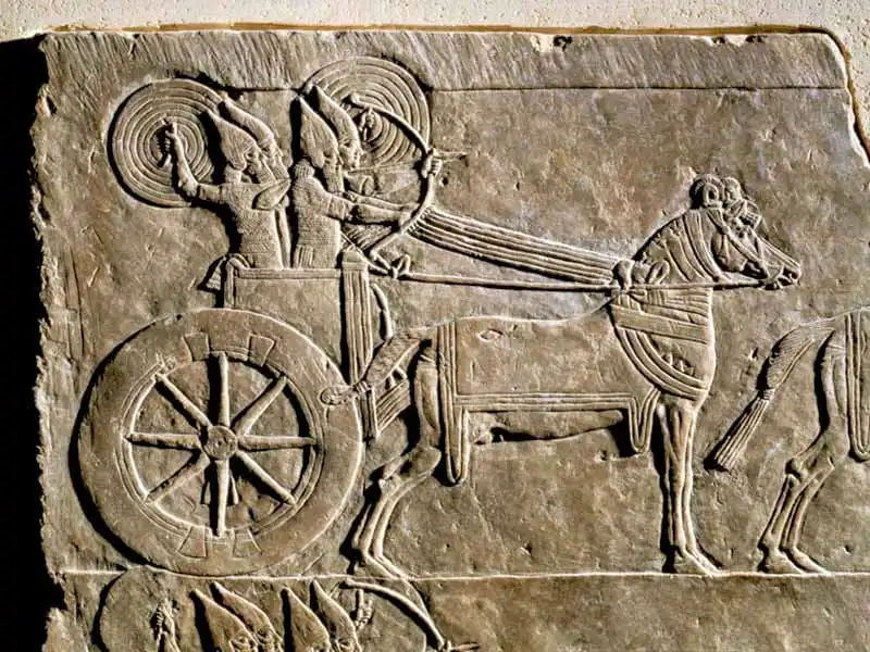 گاری تاریخی در تخت جمشید با سواران و کمانداران